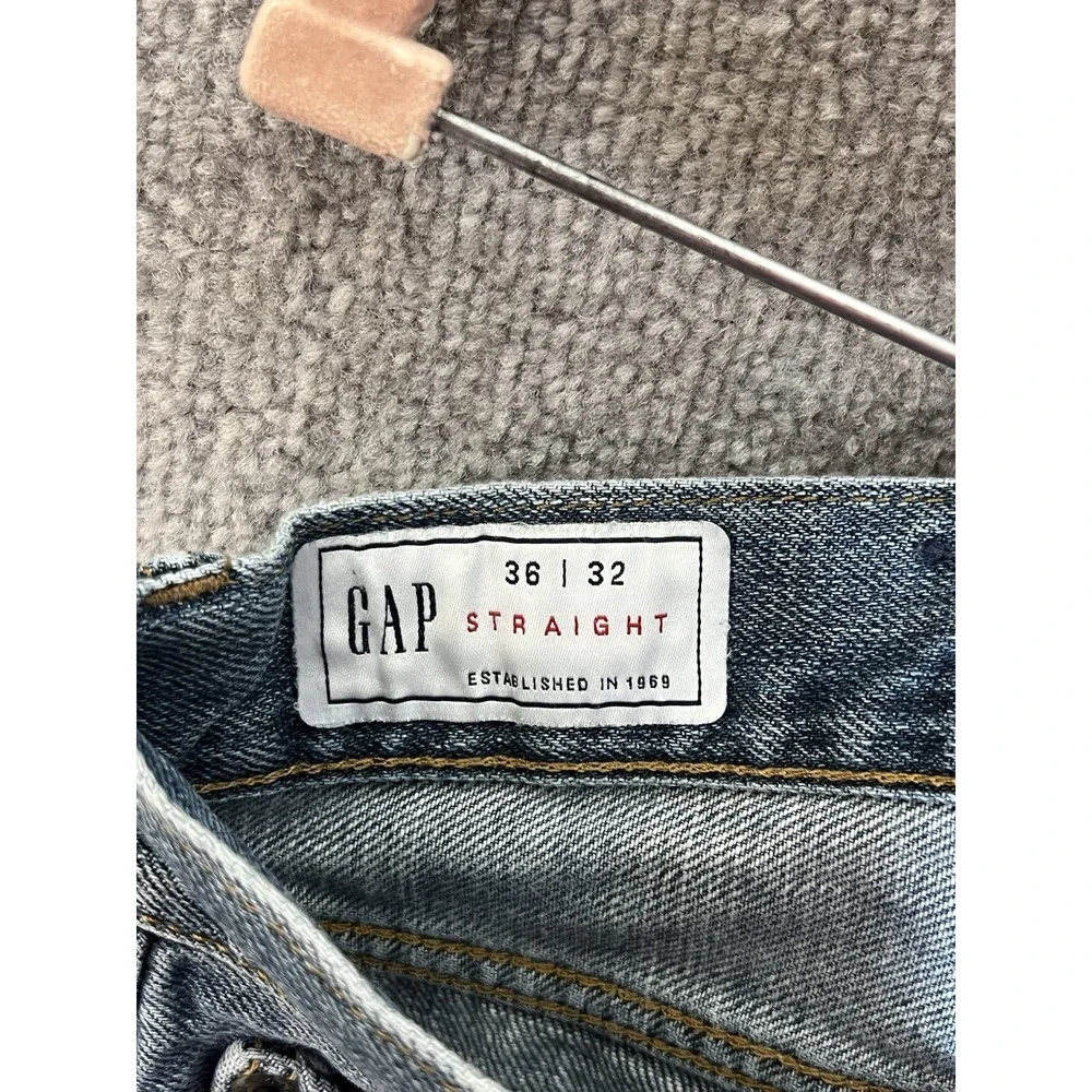 GAP Straight Vintage Jeans Mens Size 36x32‎ Blue Cotton 5 Pocket Denim
